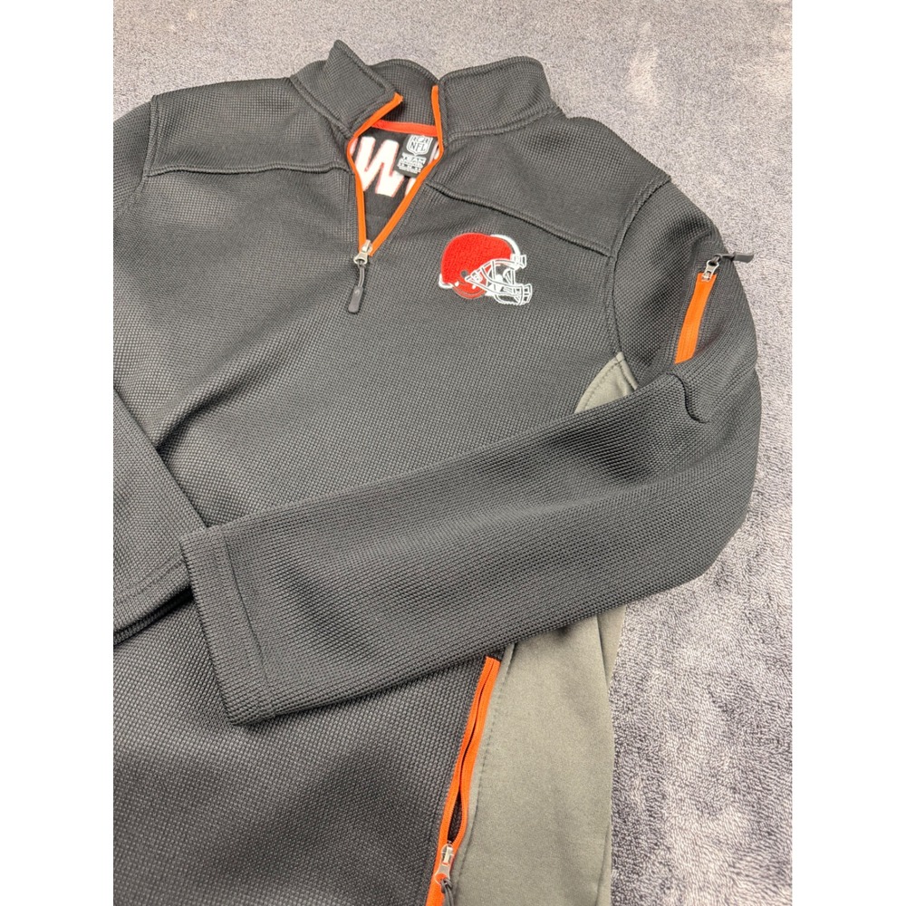 NFL Team Apparel Cleveland Browns Mens Medium Quarter Zip Fleece‎ Pullover Gray